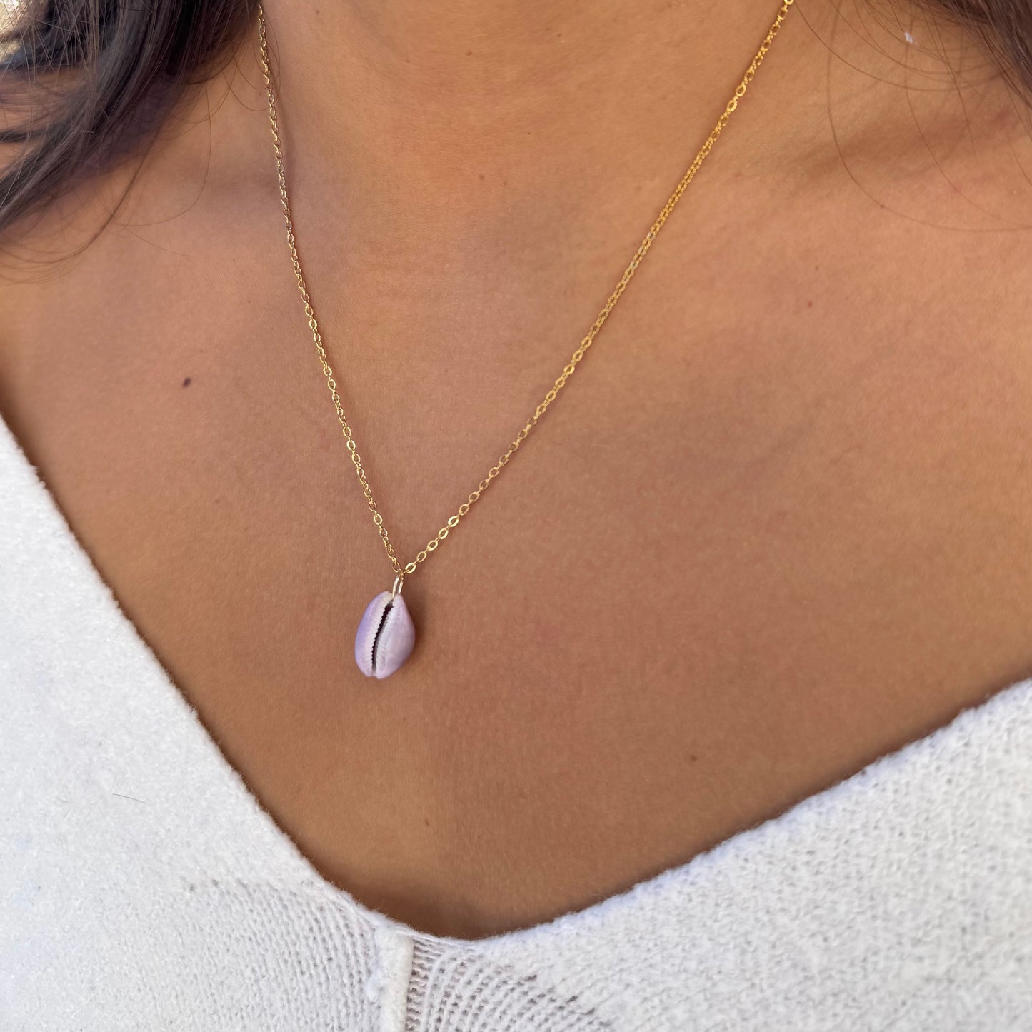Single Purple Cowrie Necklace