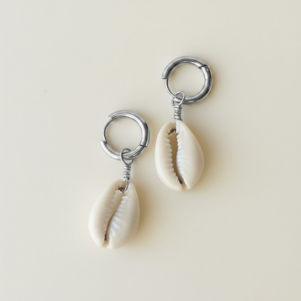 Gold Faux Cowrie Huggies