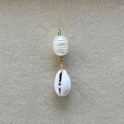 Pearl Cowrie Charm in Gold