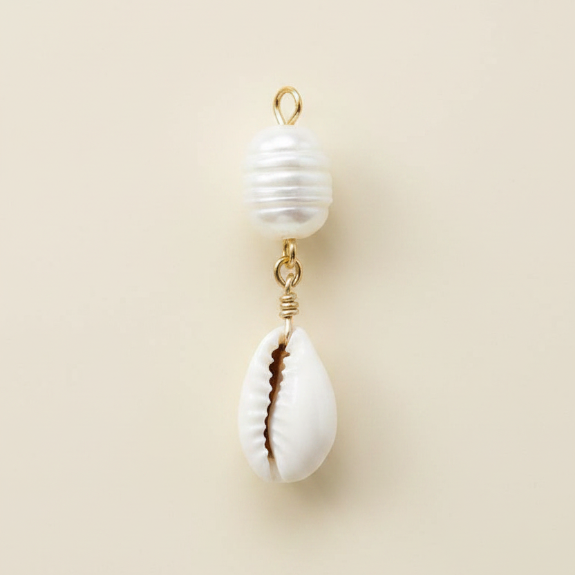 Pearl Cowrie Charm in Gold
