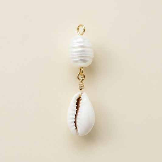 Pearl Cowrie Charm in Gold