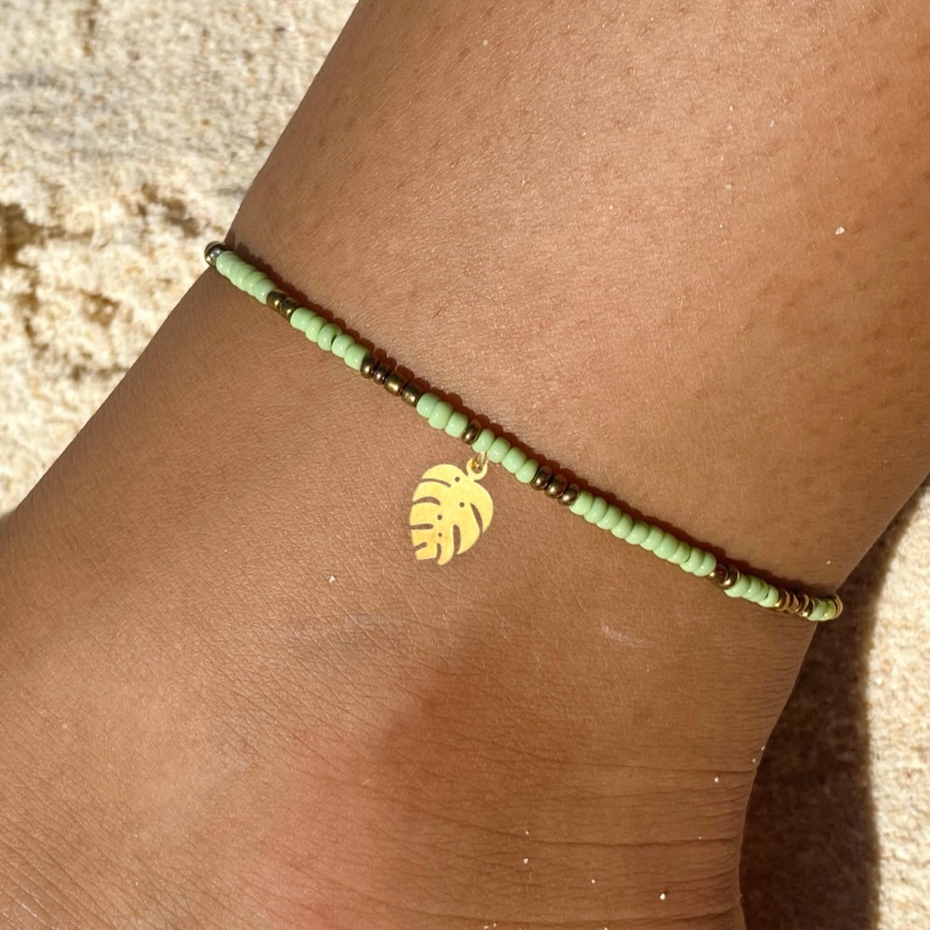 Light Green & Gold Anklet