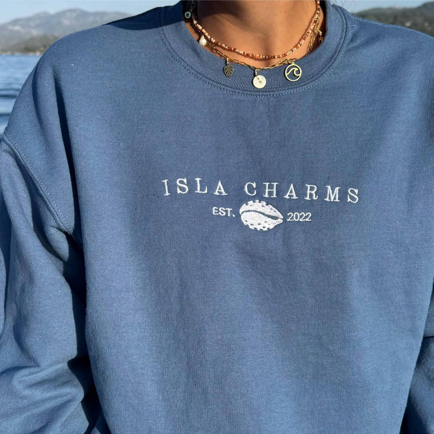 Isla Charms Crewneck in Indigo