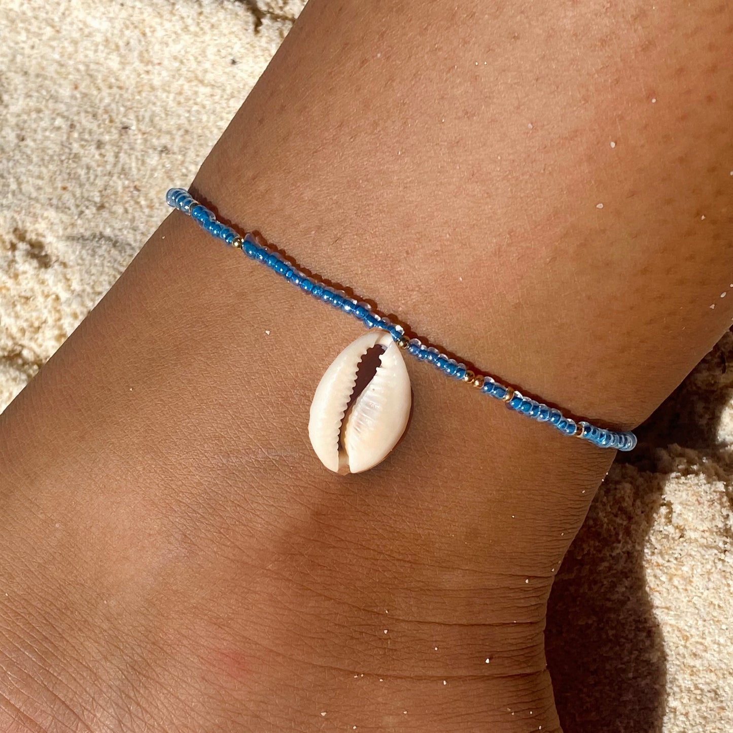 Dusty Blue & Gold Anklet