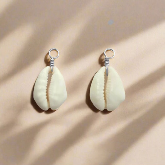 Silver White Cowrie Huggie Charms