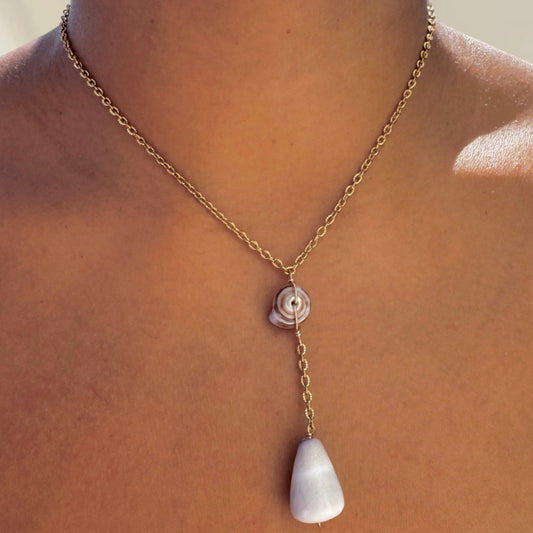 Brown Puka Lariat Necklace