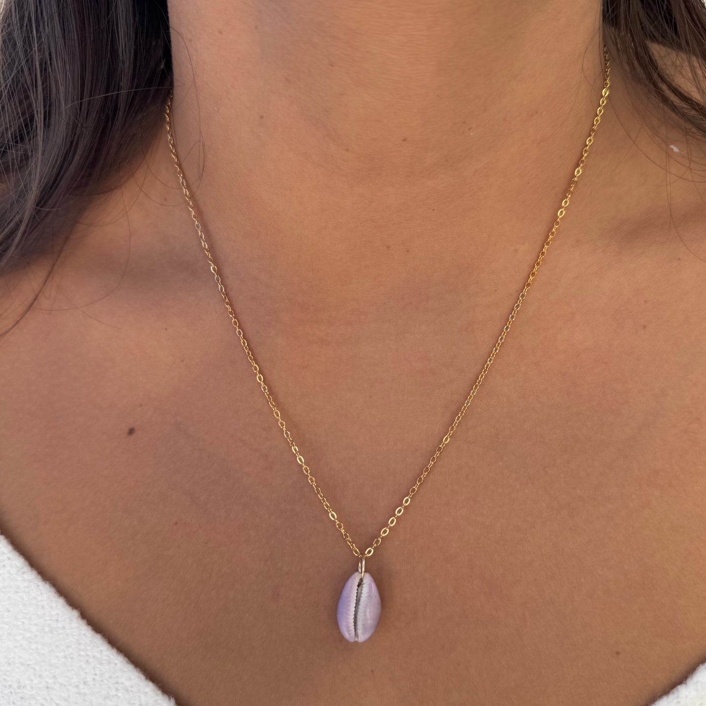 Single Purple Cowrie Necklace