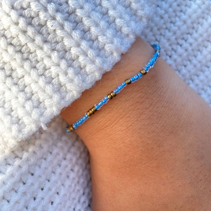 Dusty Blue & Gold Bracelet