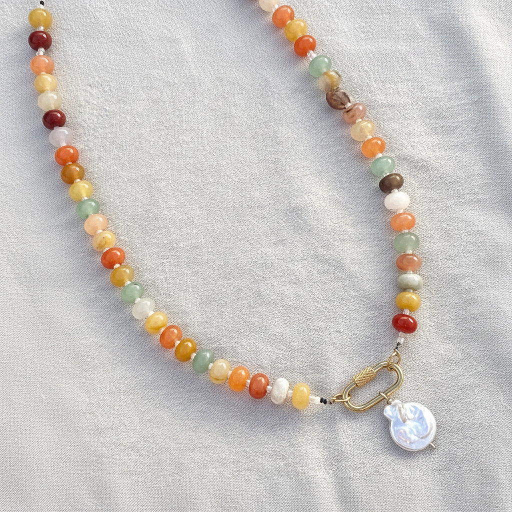Golden Jade Beaded Necklace