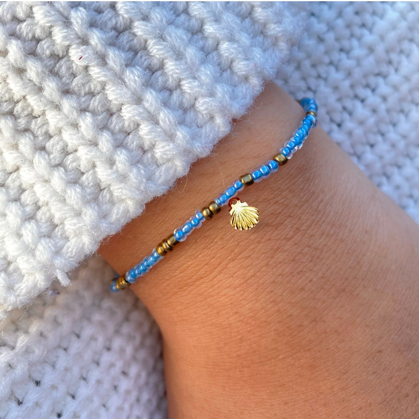 Dusty Blue & Gold Bracelet