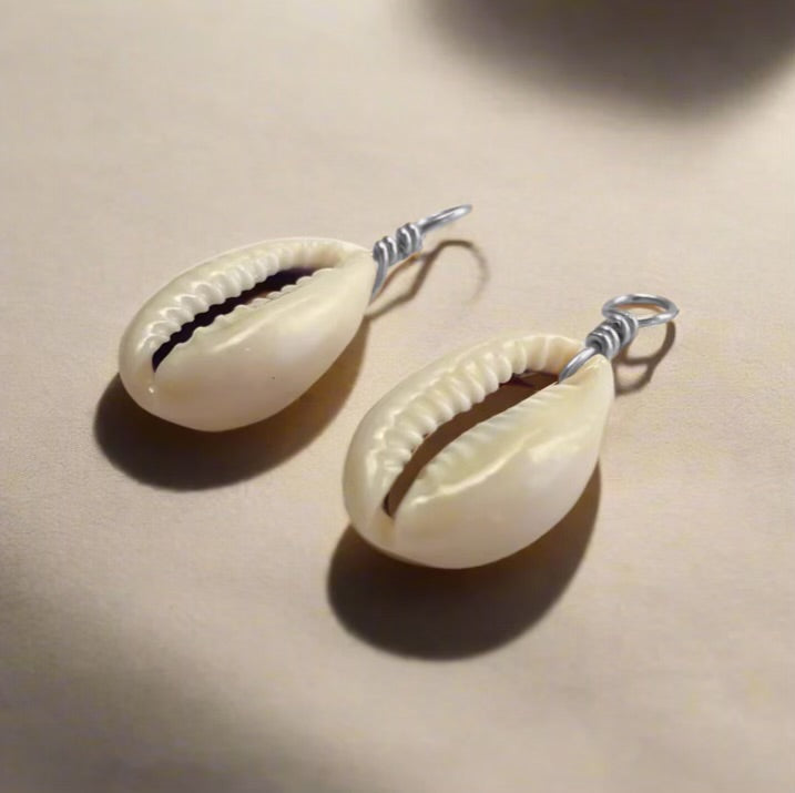 Silver Faux Cowrie Huggies Charms