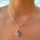 Gold Hebrew Cone Gem Necklace