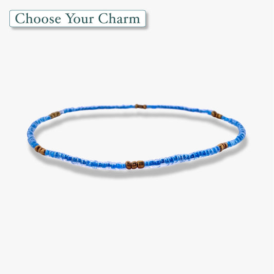Dusty Blue & Gold Anklet